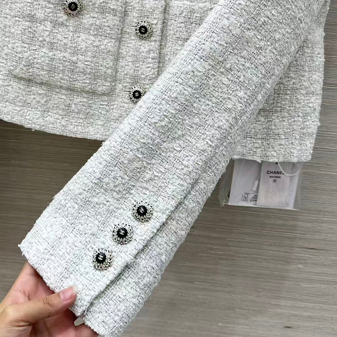 New Plaid Tweed Lapel Coat