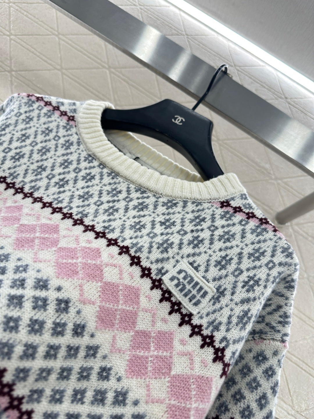 crew neck Fair Isle pullover sweater