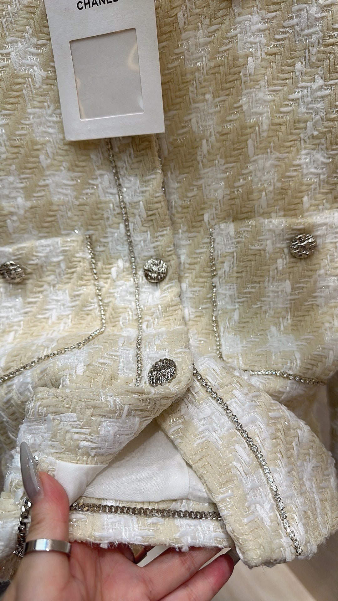 Silver sequined tweed short jacket