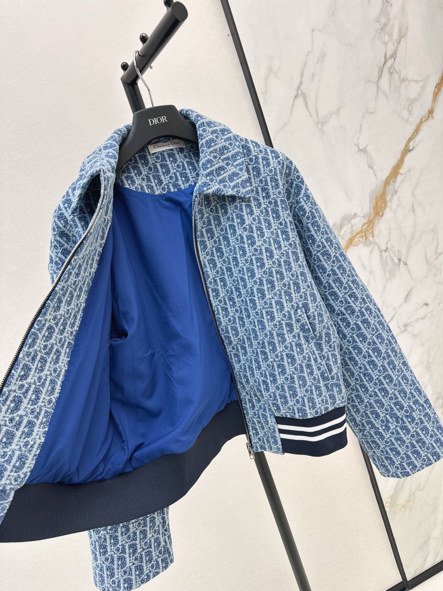 26 New Blue Tweed Monogram Jacket Set