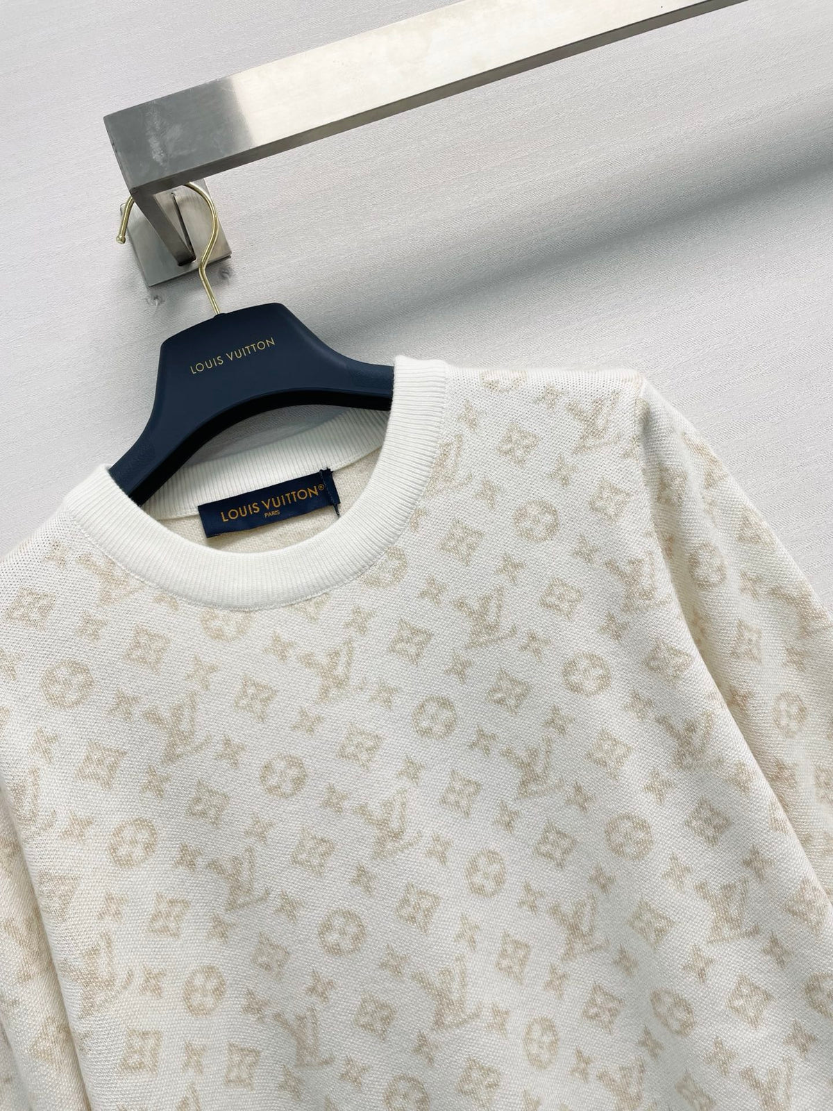 26FW New Color-Block Monogram Knit Long-Sleeve Top