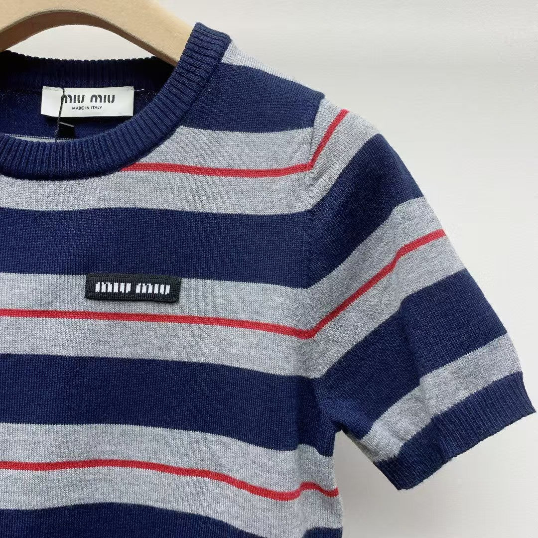 25ss new letter striped short sleeves
