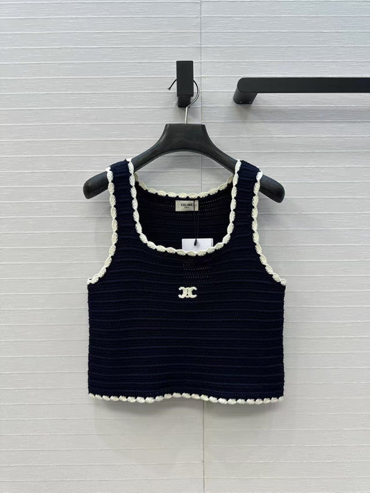 🔥🔥🔥Navy Crochet Tank Top