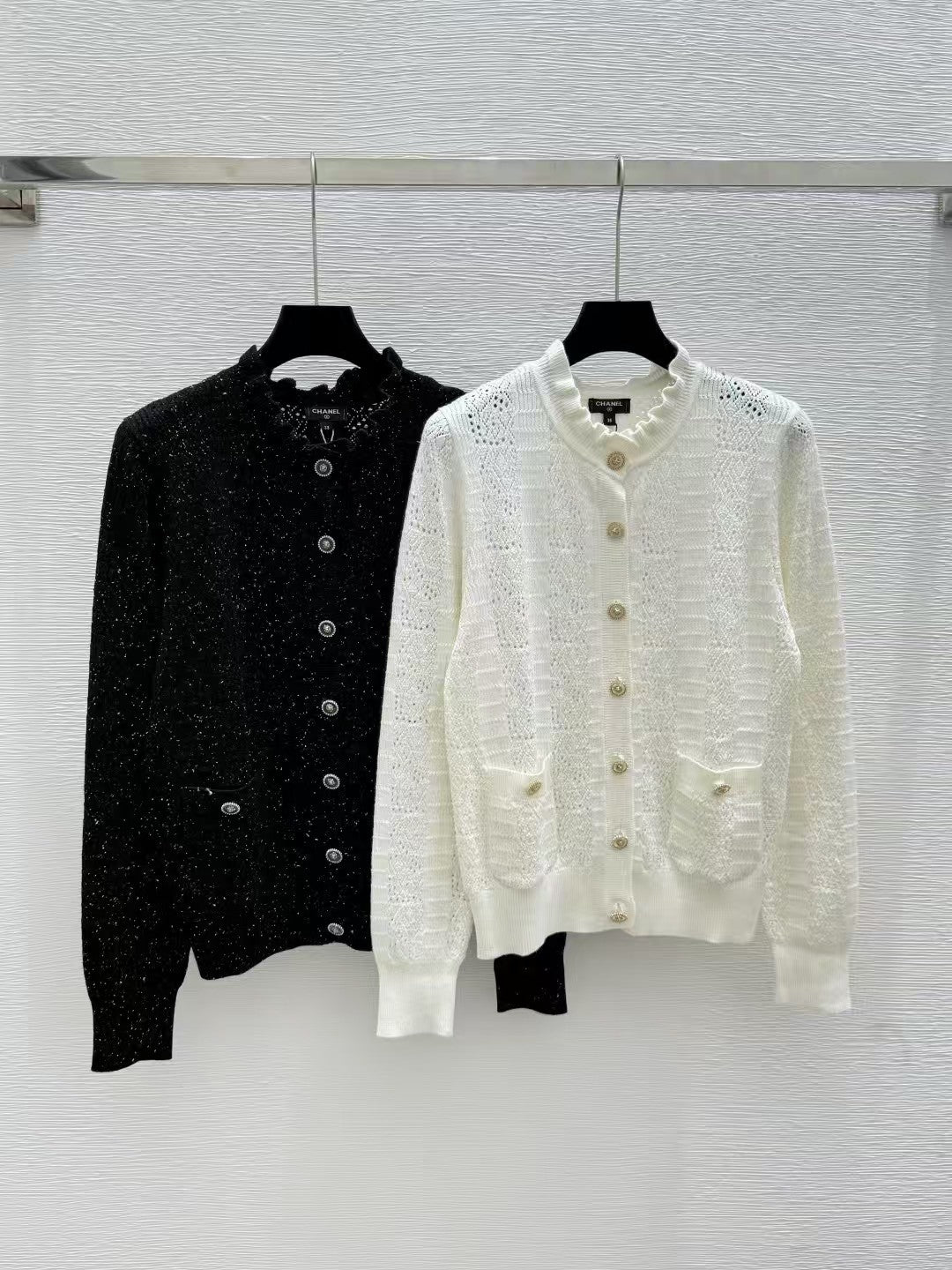 Openwork textured knit long-sleeved cardigan