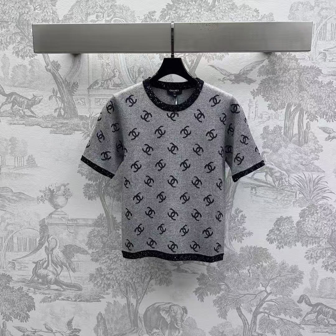 New letter short-sleeved knitted