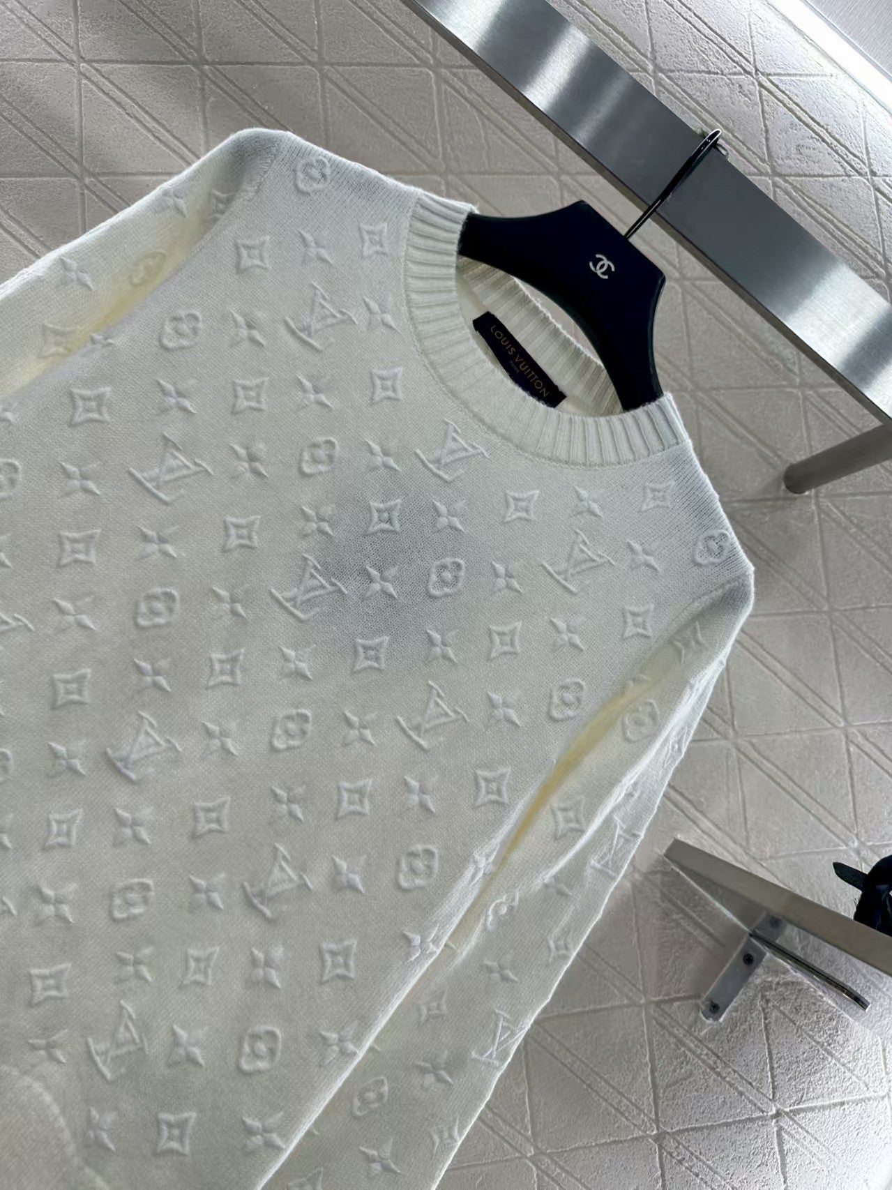embroidered jacquard pullover sweater
