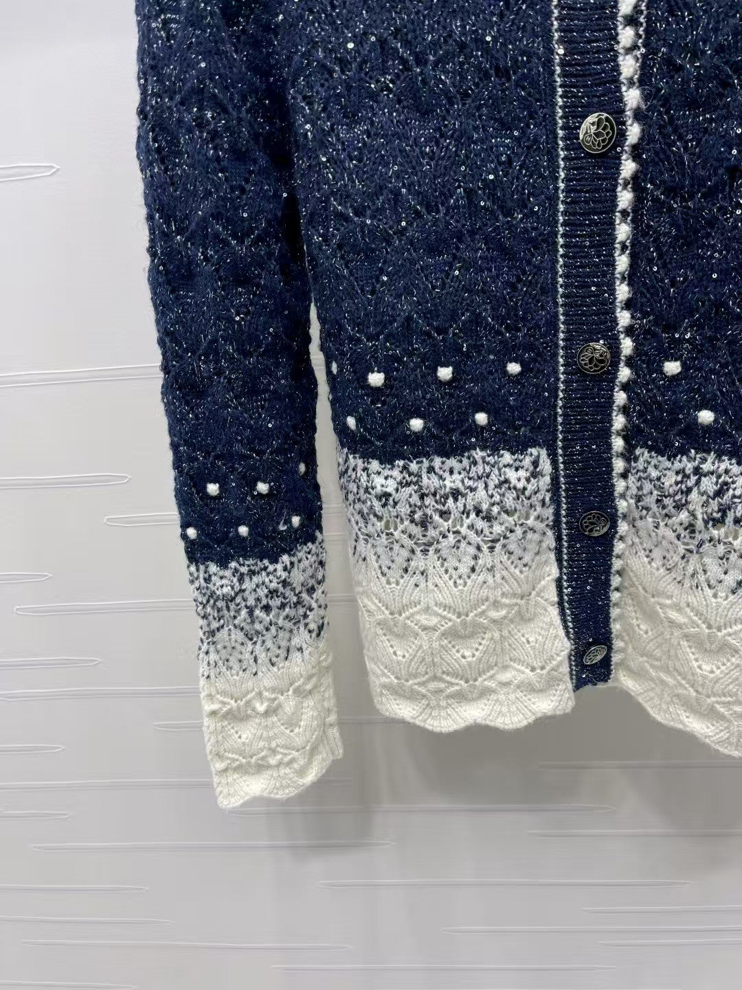 New double-layer contrast color knitted cardigan