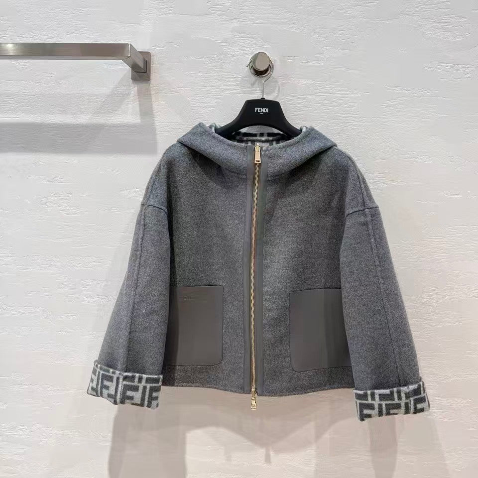 reversible logo zip-up hooded jacket