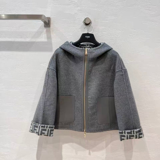 reversible logo zip-up hooded jacket
