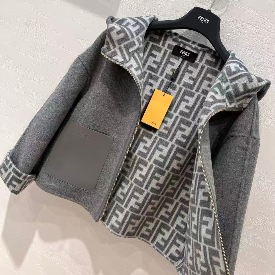 reversible logo zip-up hooded jacket