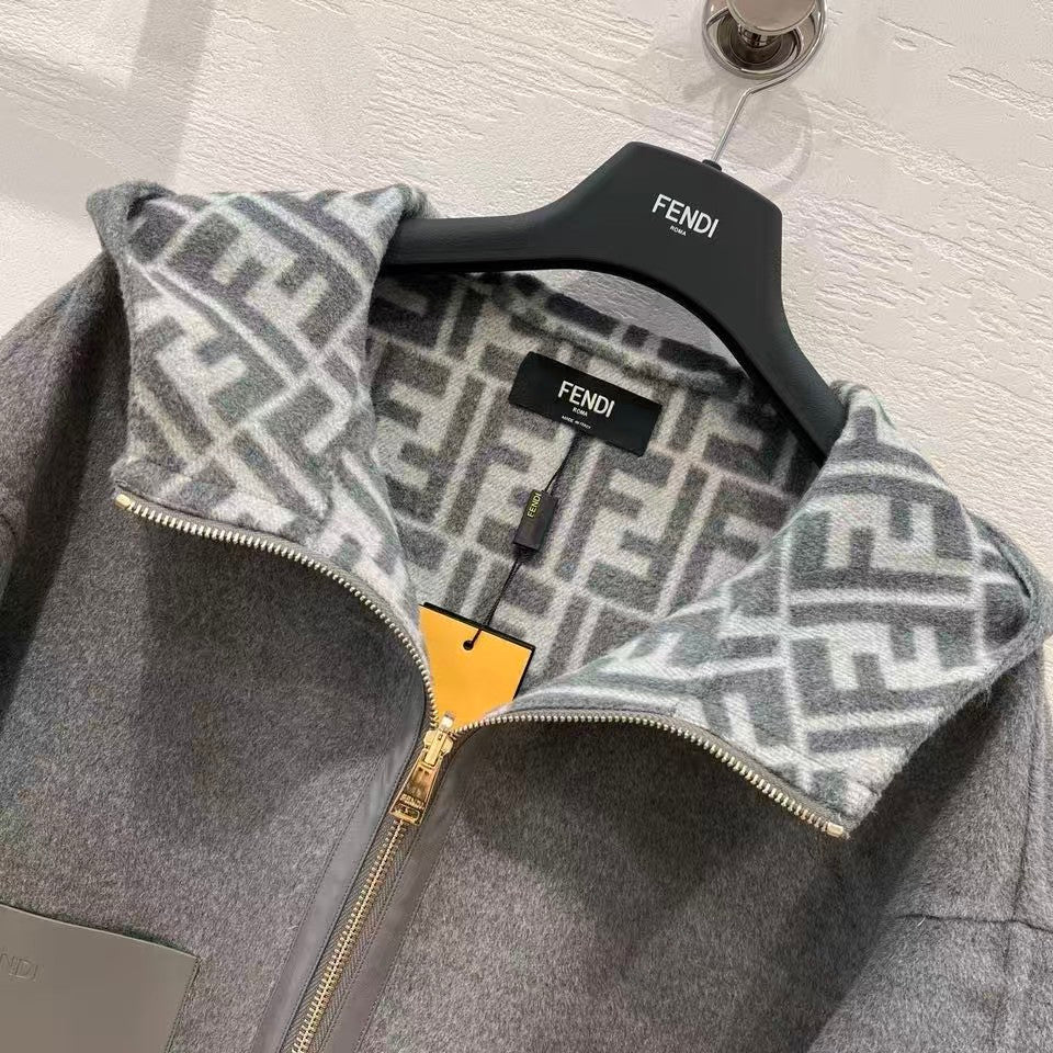 reversible logo zip-up hooded jacket