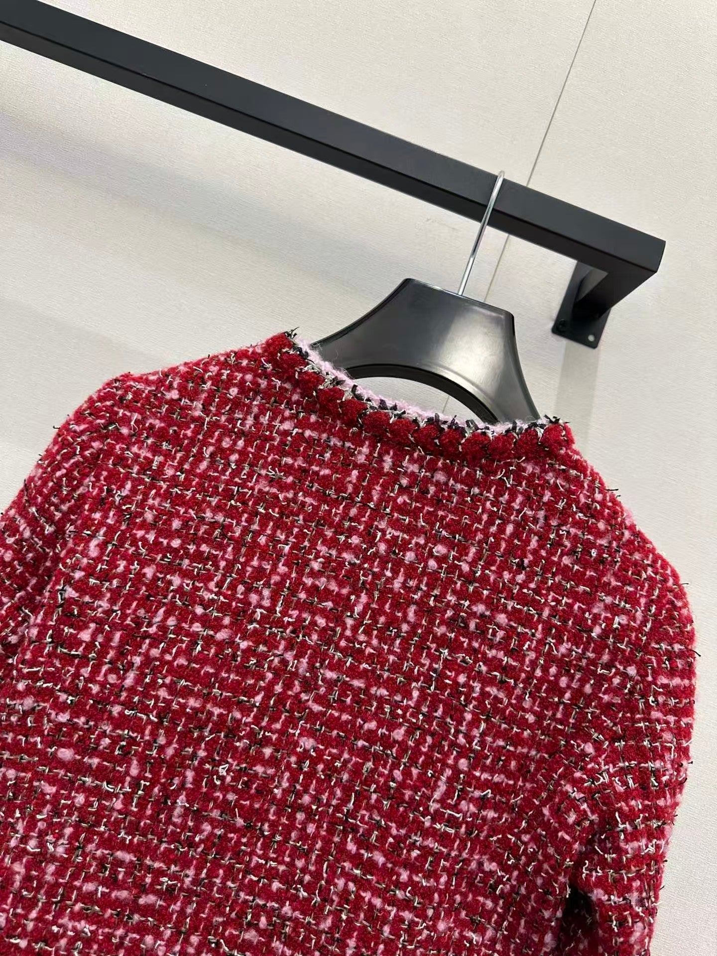 Crew neck knitted jacket