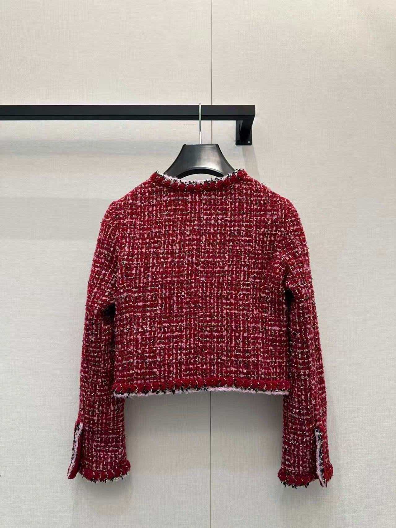 Crew neck knitted jacket