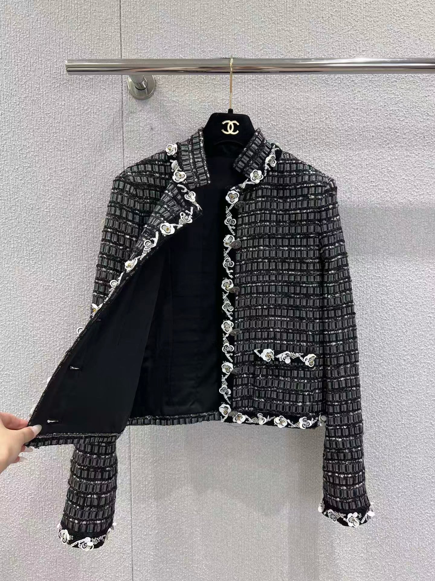 Heavy sequined tweed jacket