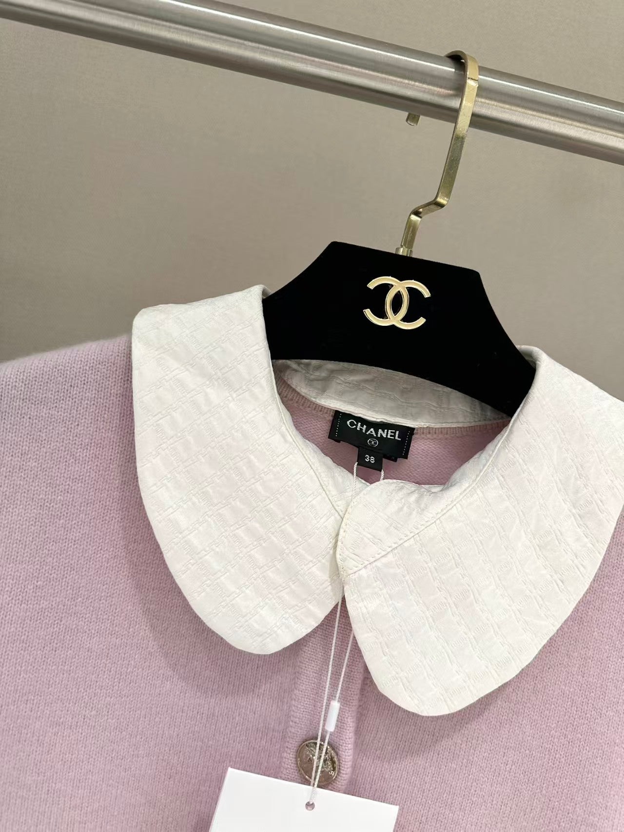 Detachable jacquard collar knit cardigan