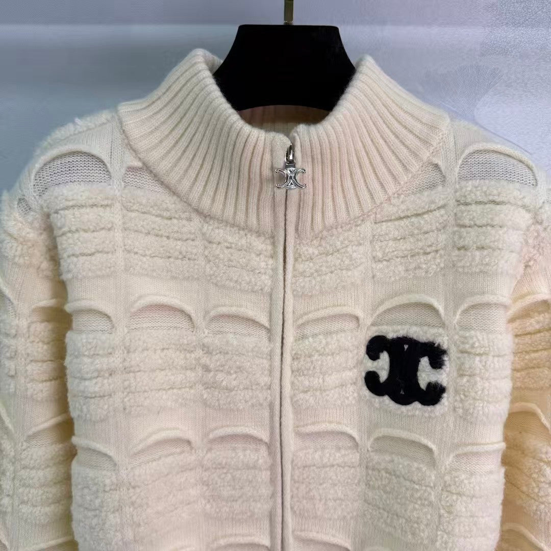 Diamond pattern knit cardigan