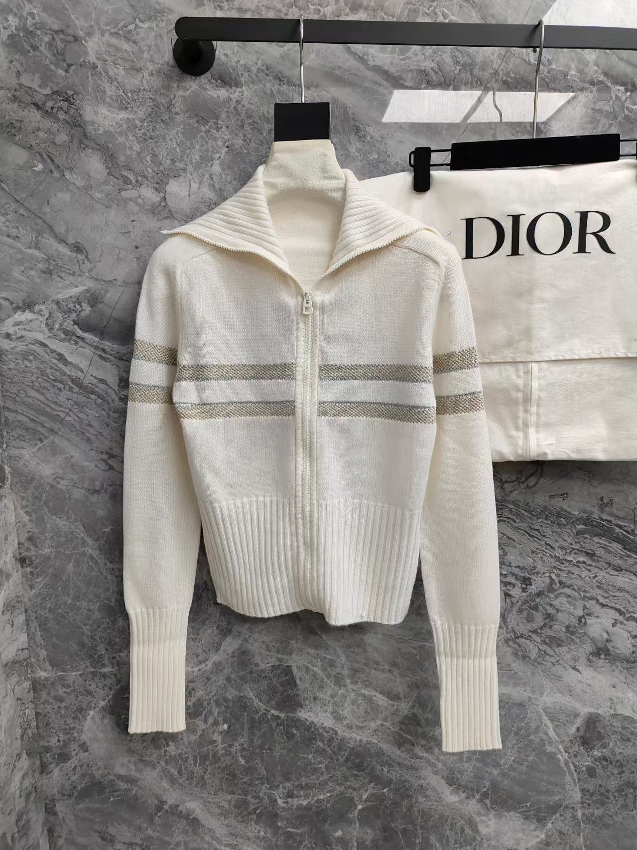 Platinum Lucky Star Collared Knit Cardigan