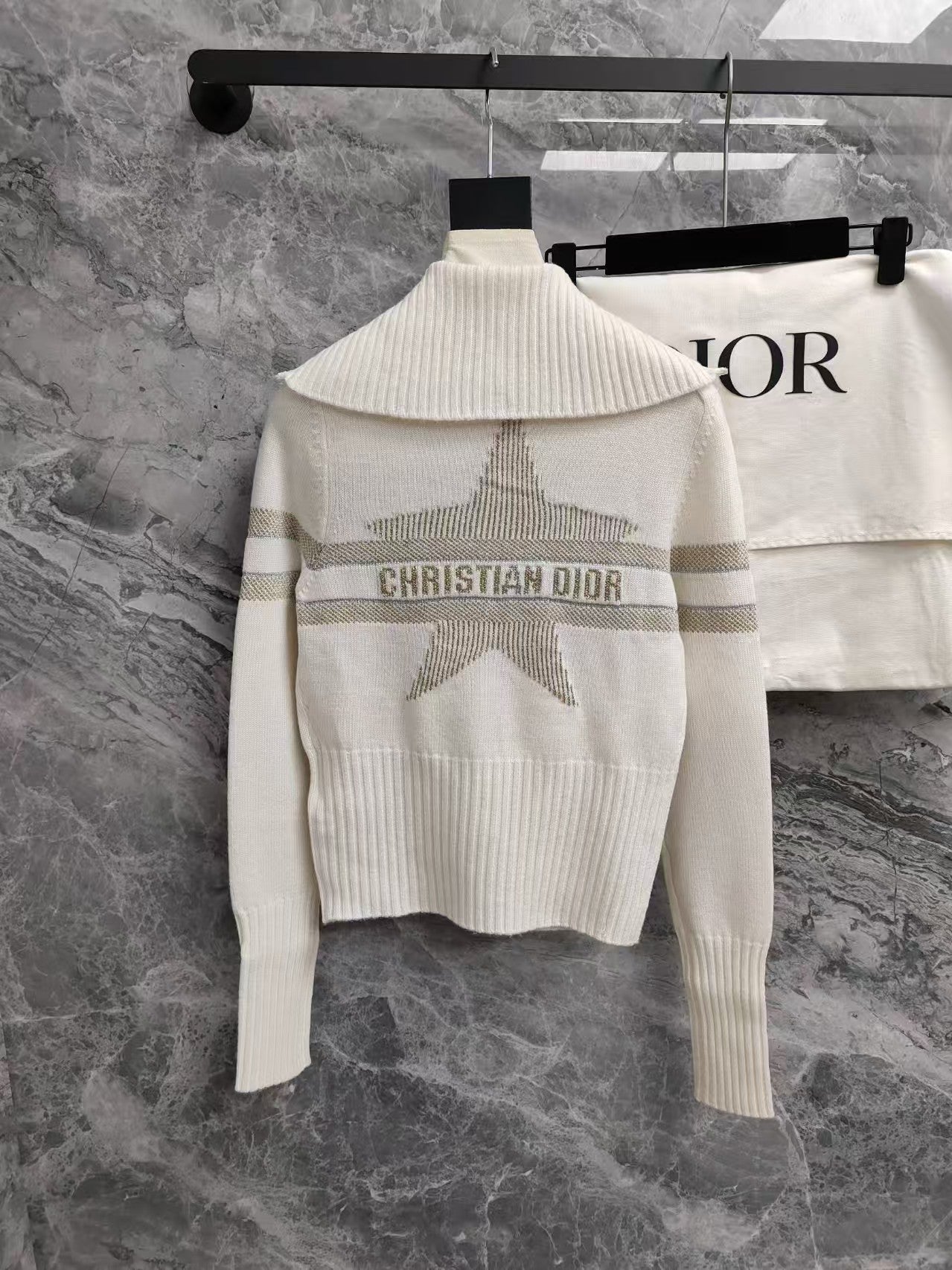 Platinum Lucky Star Collared Knit Cardigan