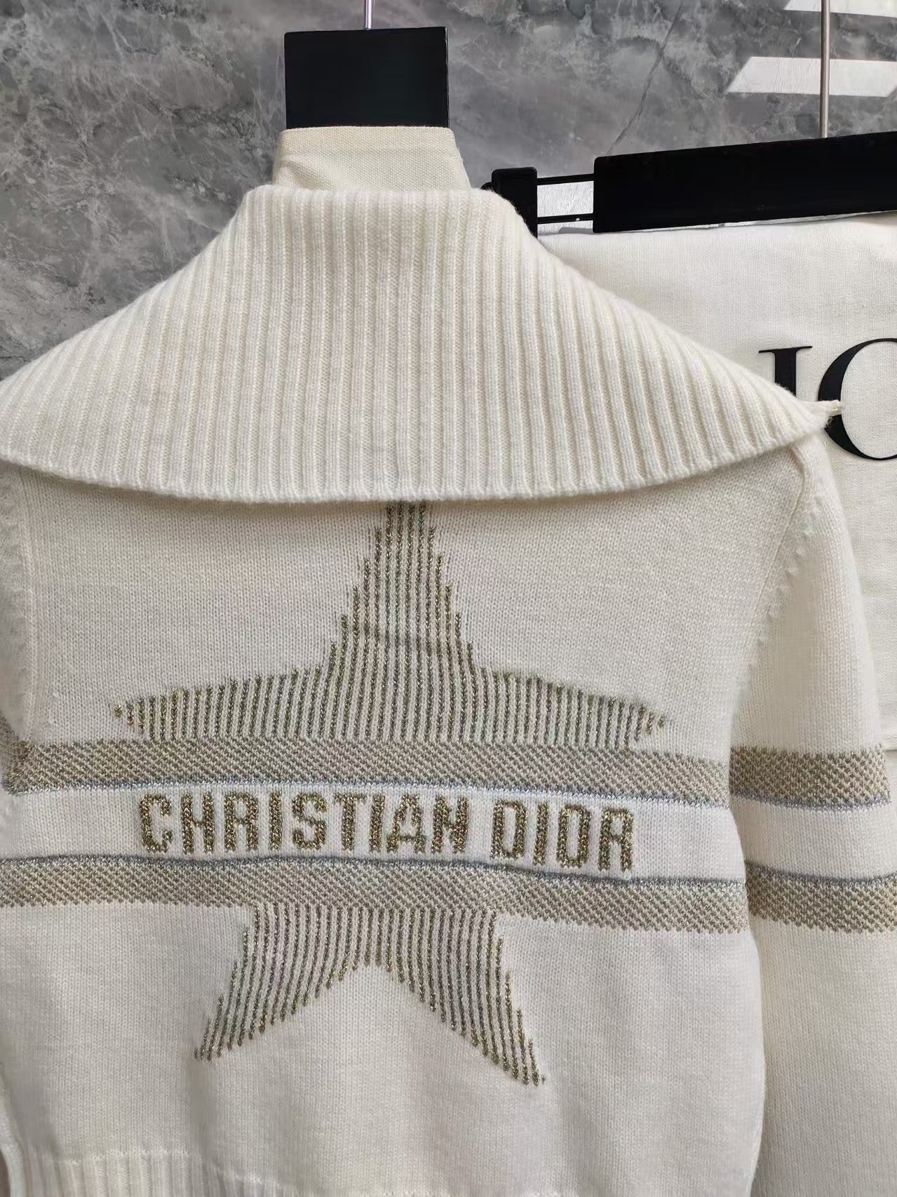 Platinum Lucky Star Collared Knit Cardigan