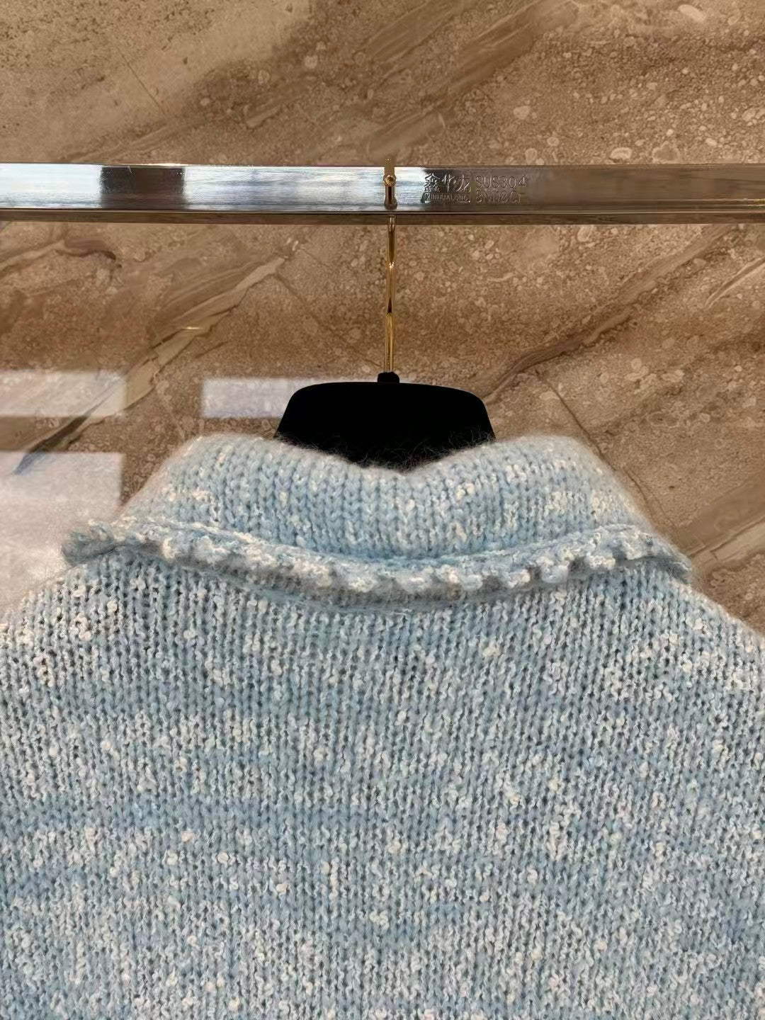 Embroidered wool knit cardigan