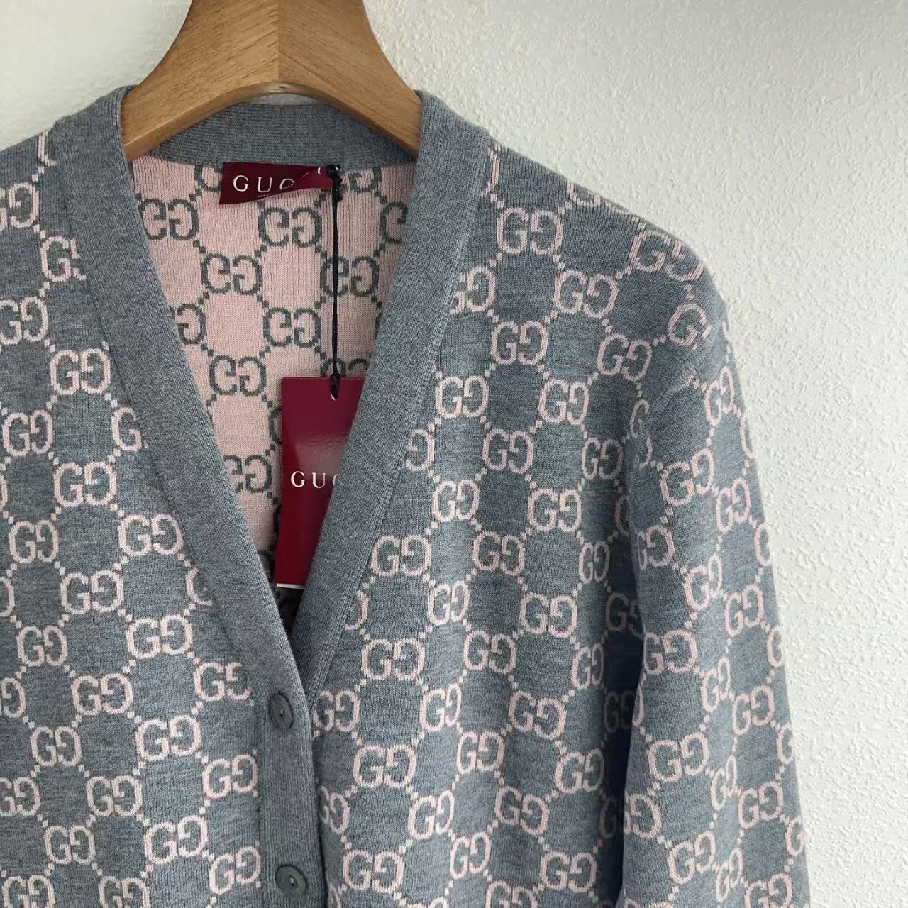 Reversible color-block jacquard knit cardigan