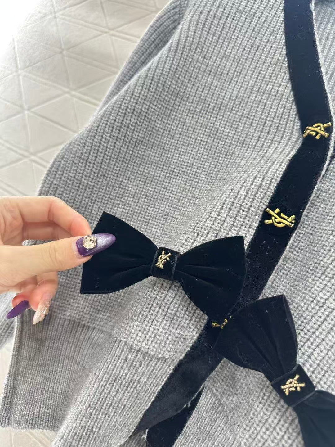 Bow-knot knitted cardigan