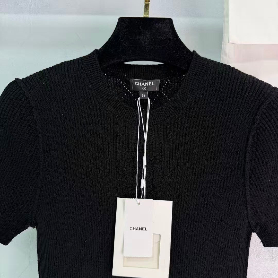 2026 New Knitted Short-Sleeved Top