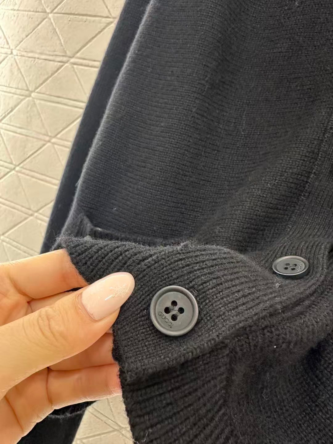 Chain detail pocket knit cardigan