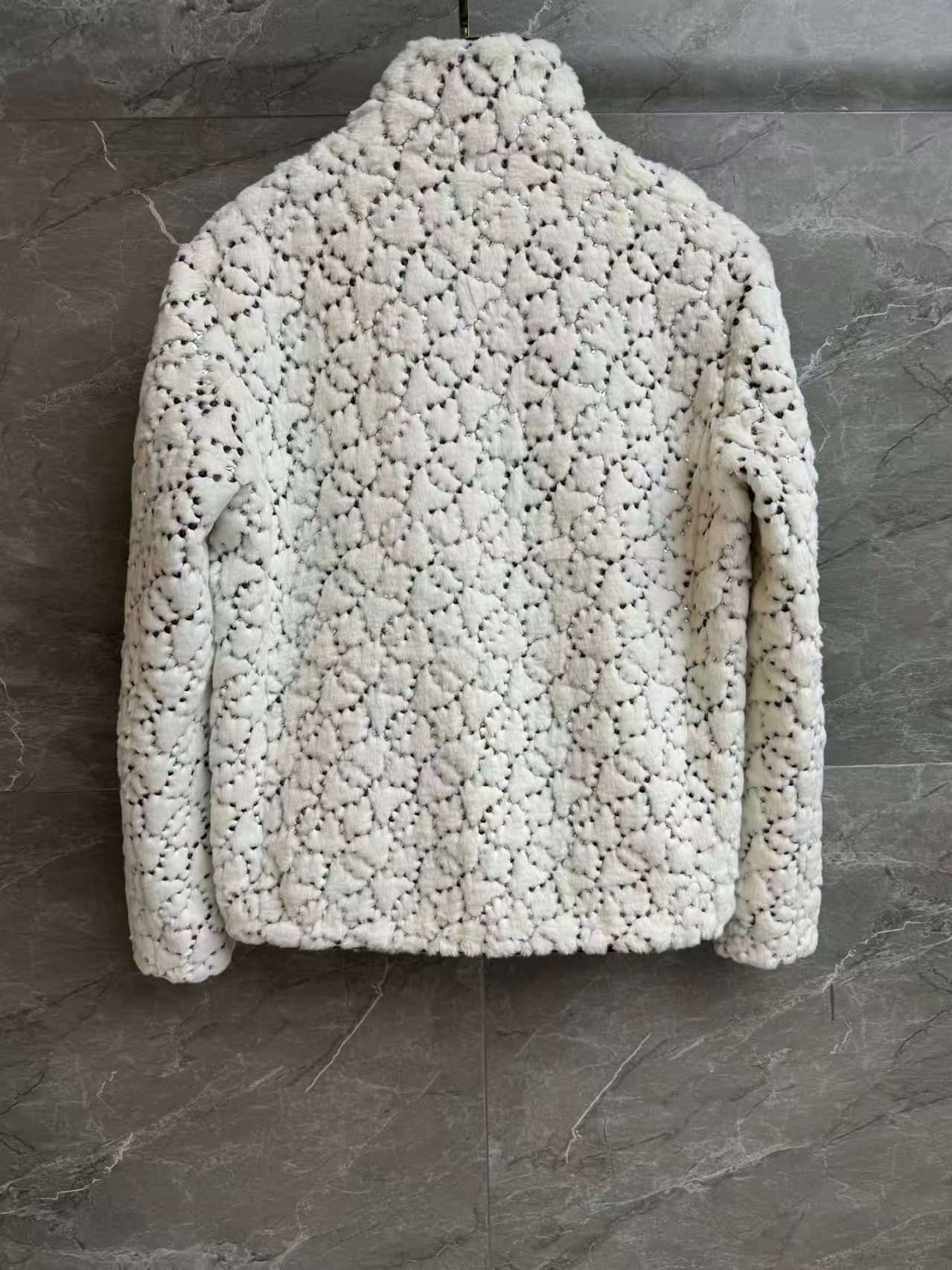 New sequined faux fur coat