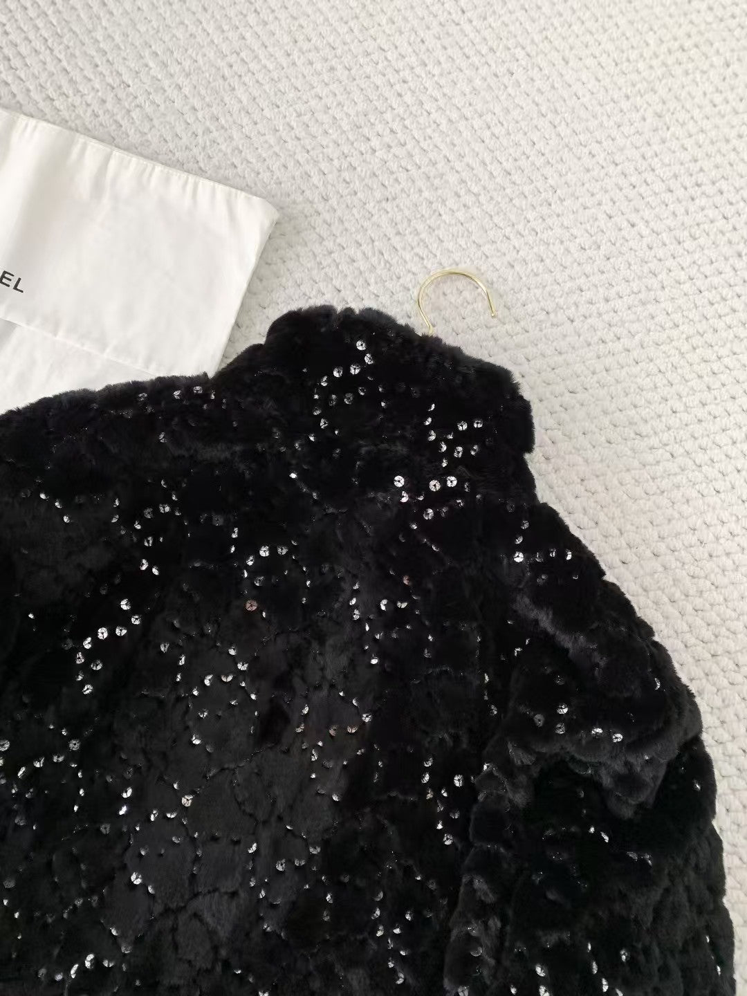 New sequined faux fur coat