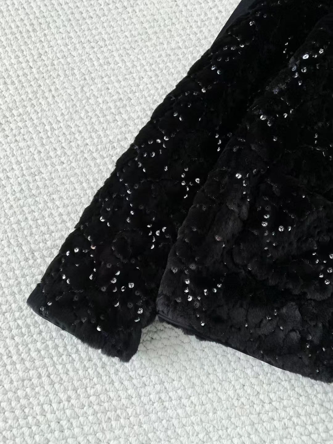 New sequined faux fur coat