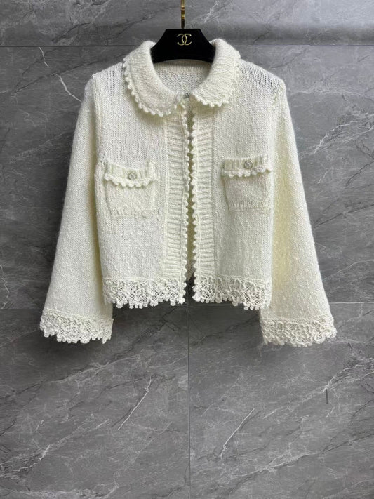 New lace-trimmed cardigan