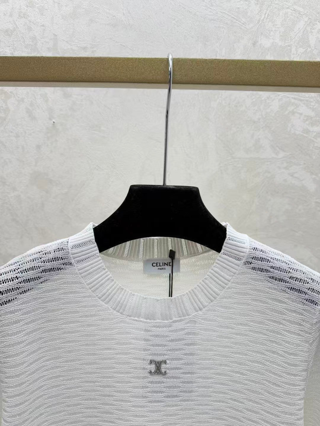 Solid color hollow-out simple knit short sleeve