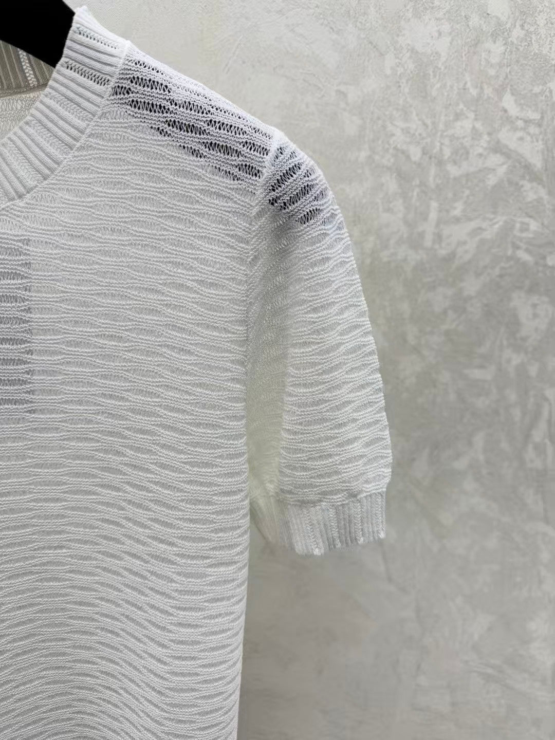 Solid color hollow-out simple knit short sleeve