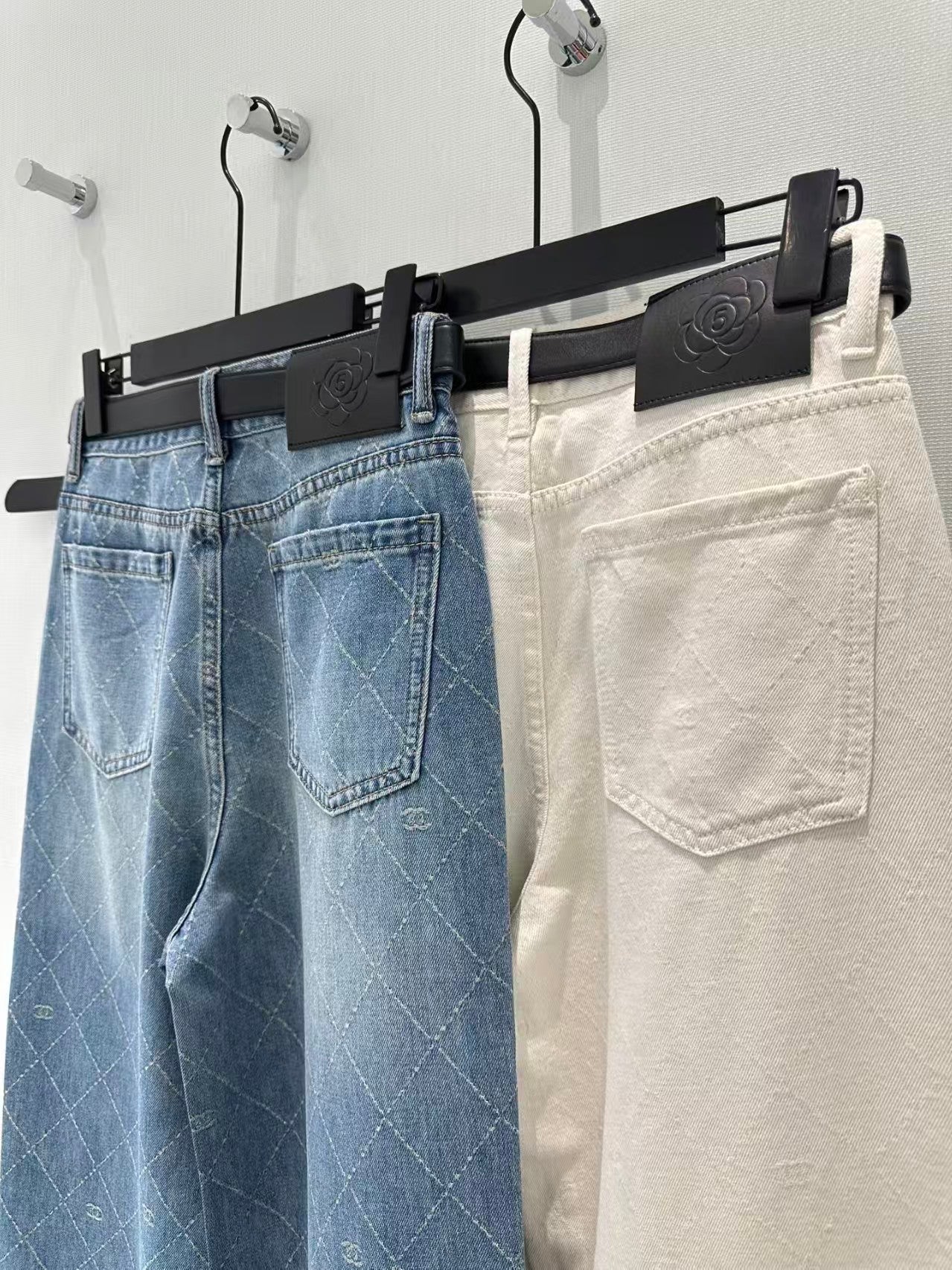 Diamond-patterned double-C jacquard jeans