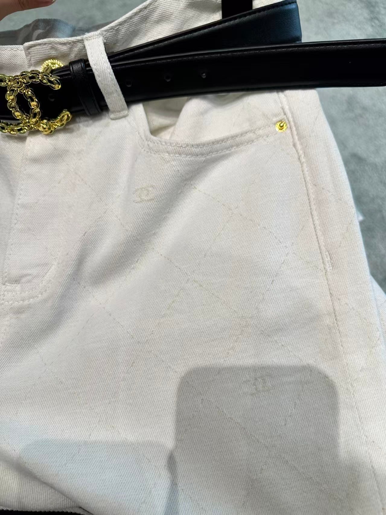 Diamond-patterned double-C jacquard jeans