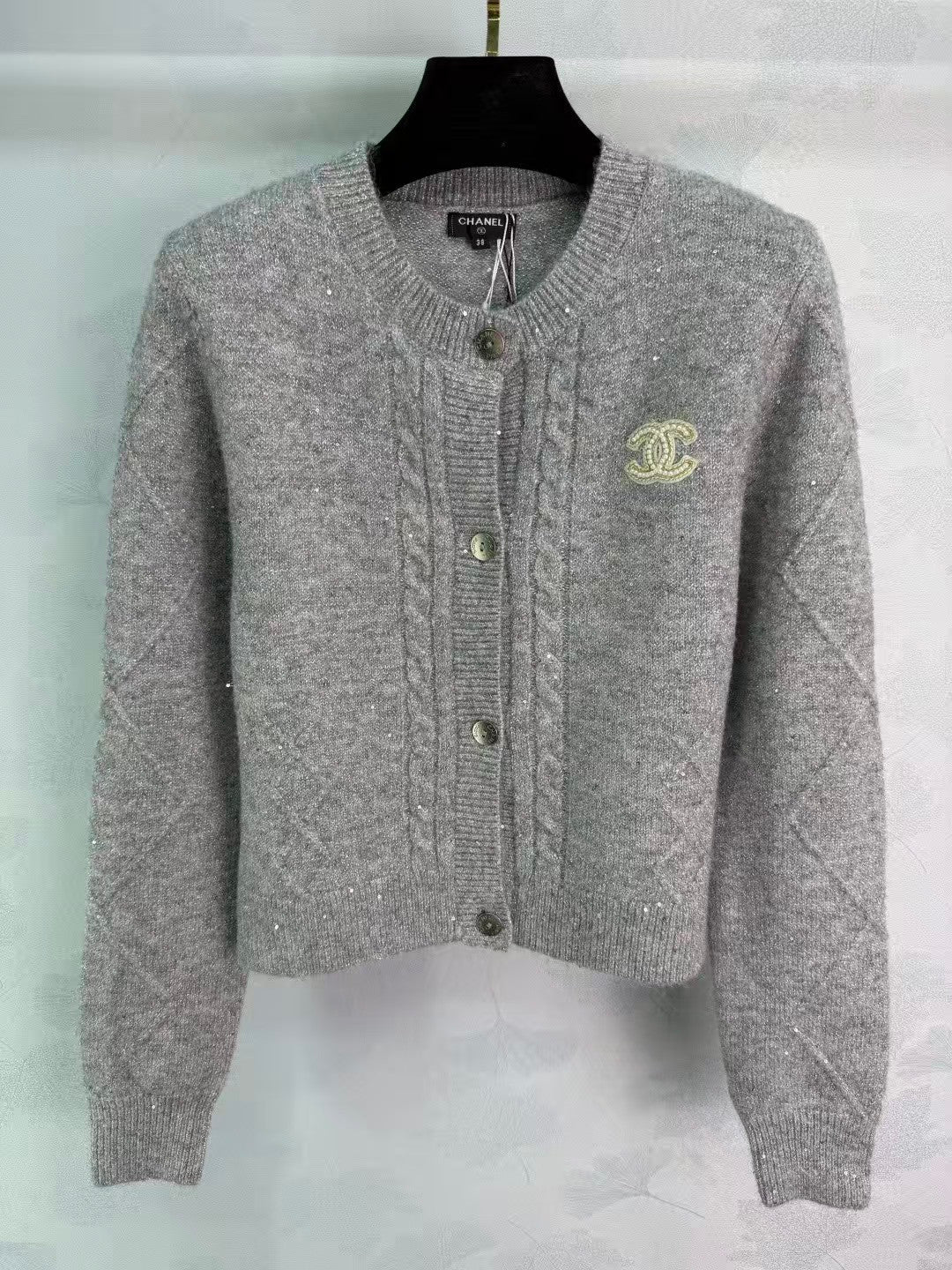 26 New Cable Knit Crew Neck Long Sleeve Cardigan
