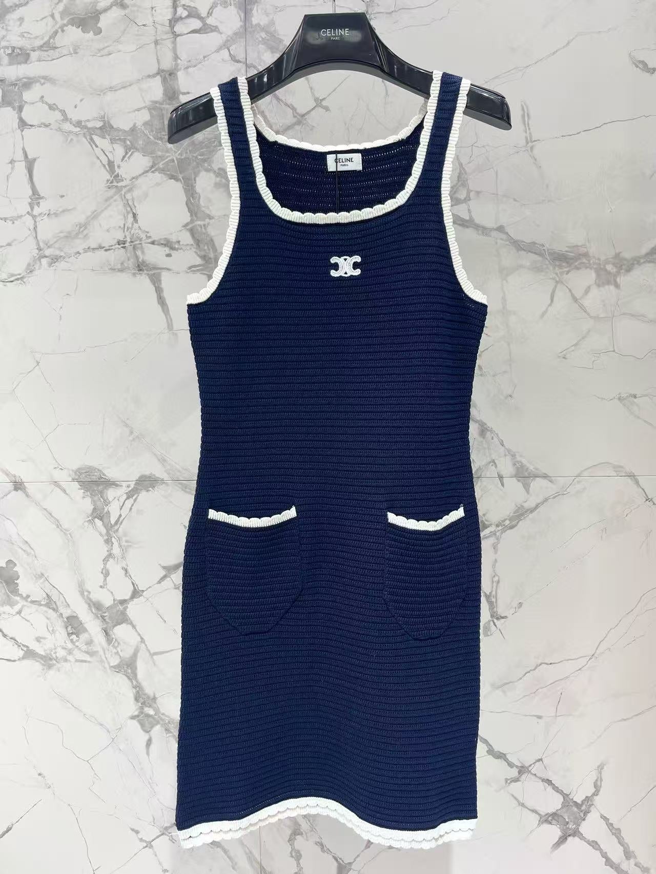 🔥🔥🔥Navy Crochet Sundress