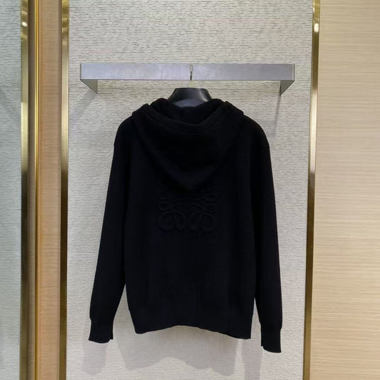 3D Embossed Zipper Hooded Jacket