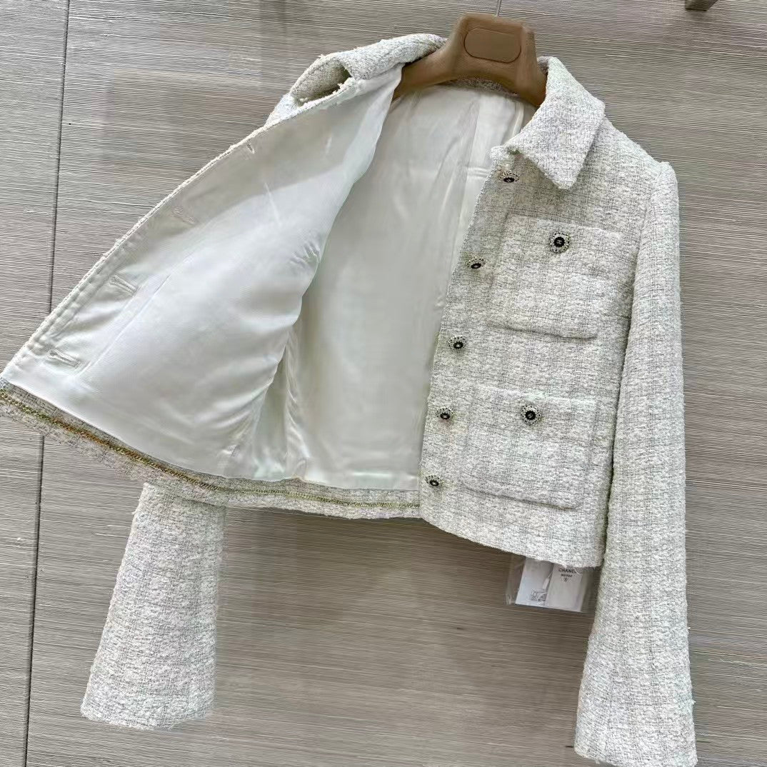 New Plaid Tweed Lapel Coat