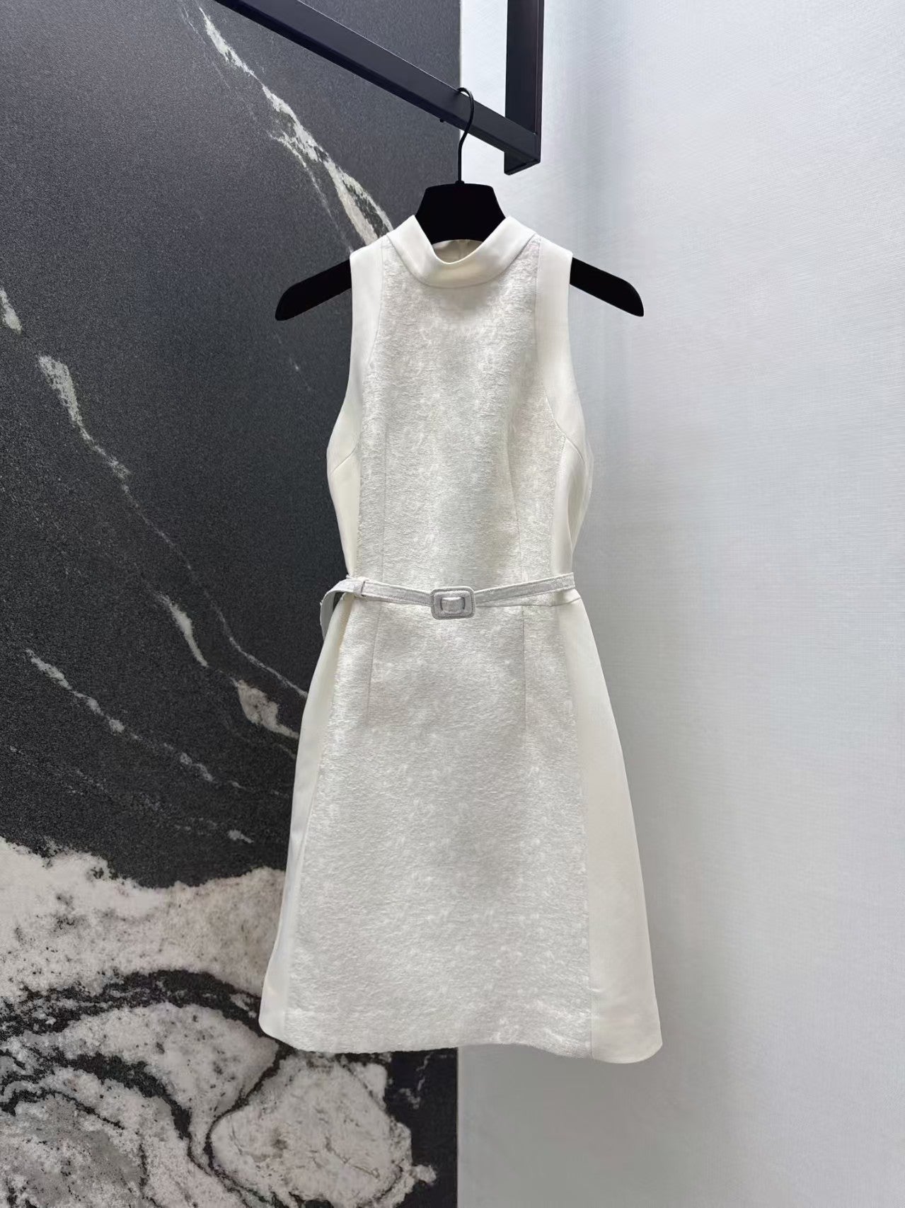 26. Embossed Jacquard Belted Dress