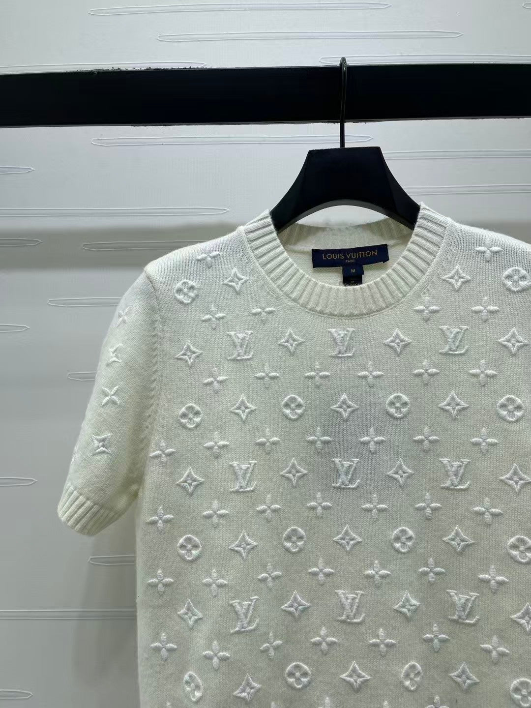 26 Embroidered Jacquard Knit Short-Sleeve Top