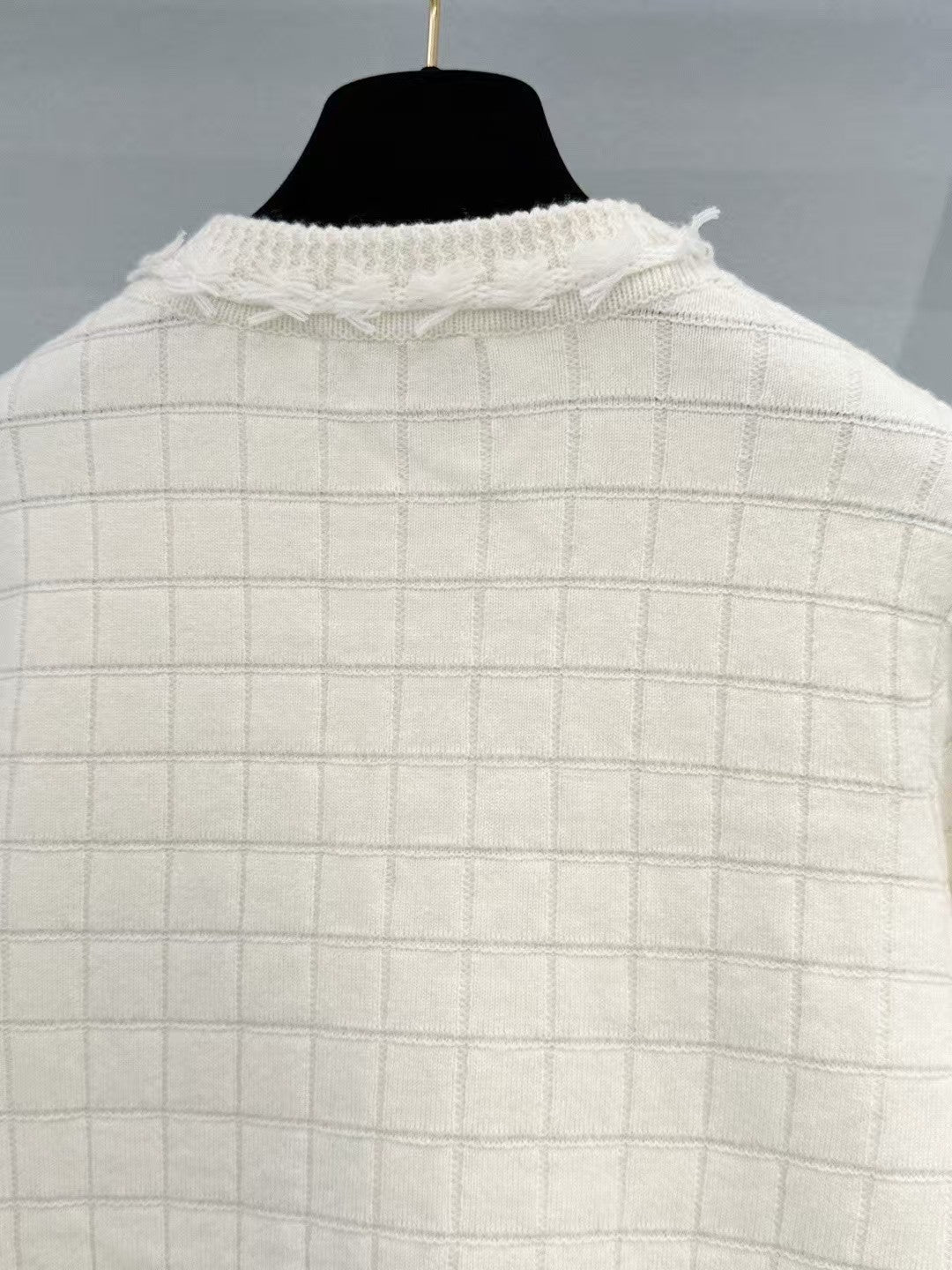 26ss plaid frayed edge knit cardigan
