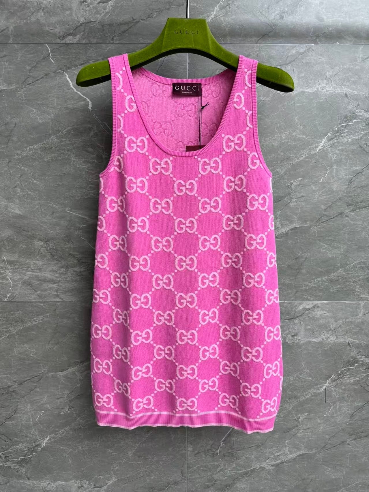 Pink jacquard vest dress