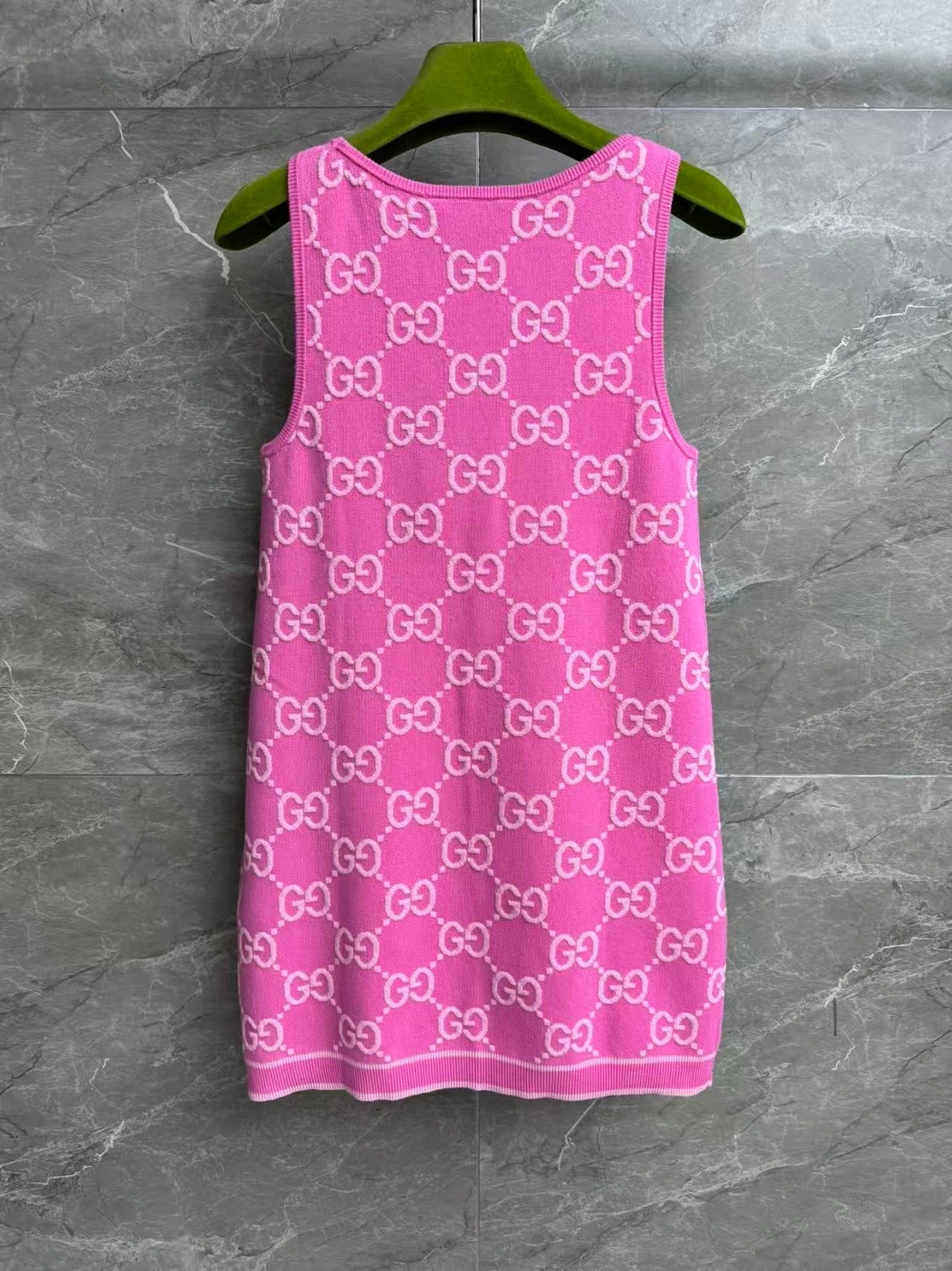 Pink jacquard vest dress