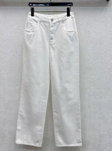 26SS Embroidered Denim Trousers with Schoolbag-Style Buckles