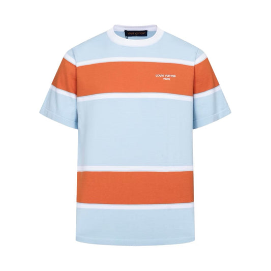 26SS Blue & Orange Contrast Stripe Knit T-Shirt