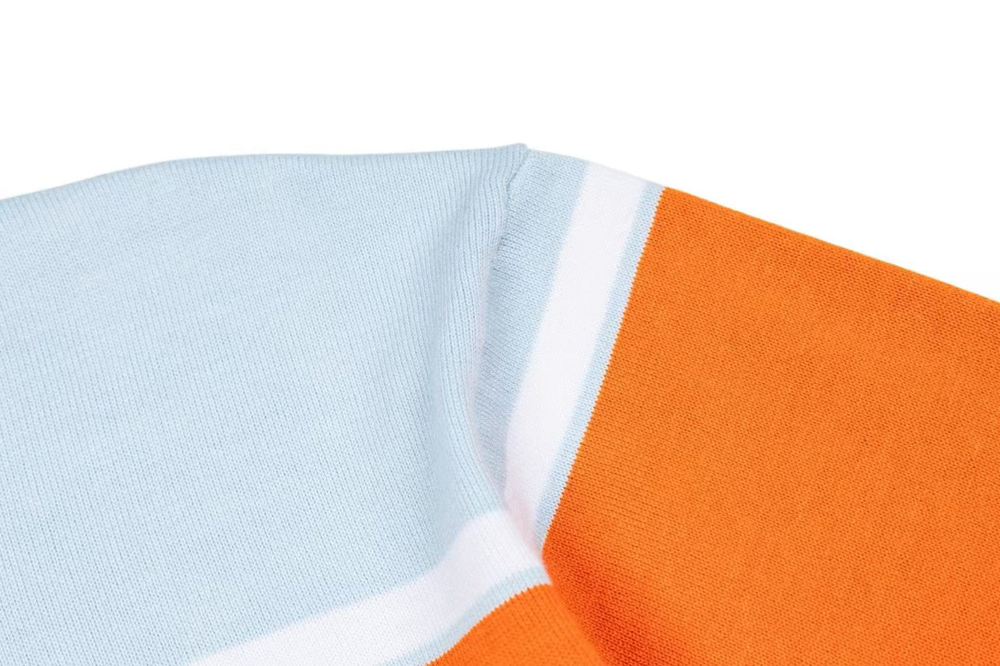 26SS Blue & Orange Contrast Stripe Knit T-Shirt