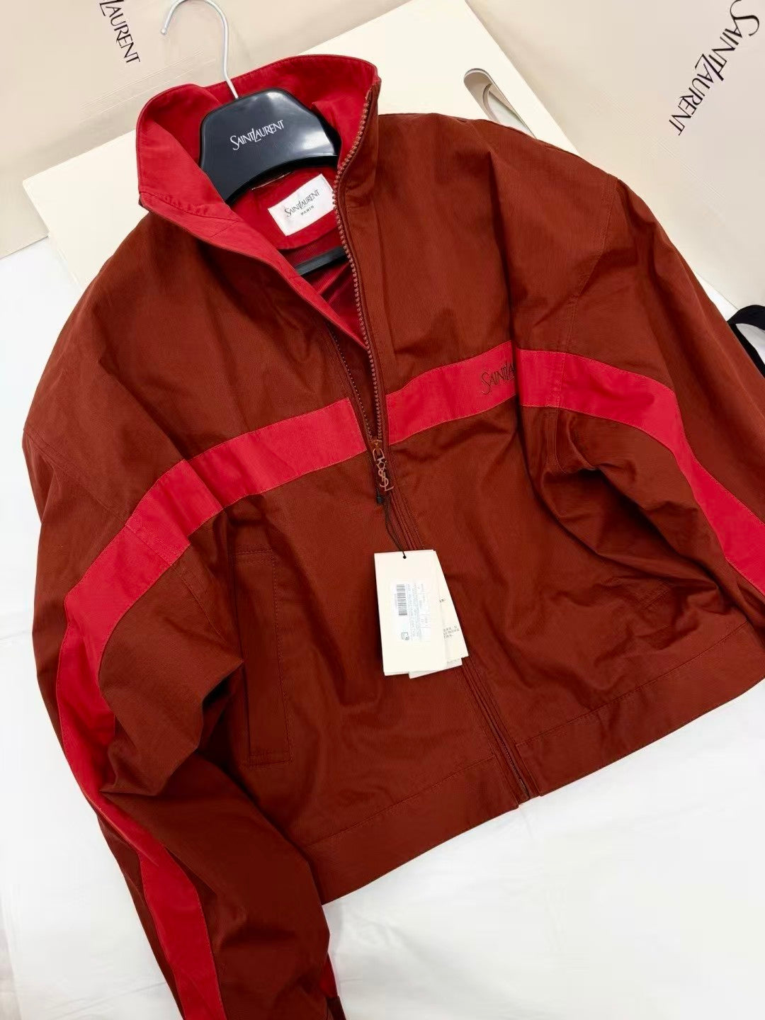 🔥🔥🔥26SS Light Khaki & Black Striped Contrast Jacket