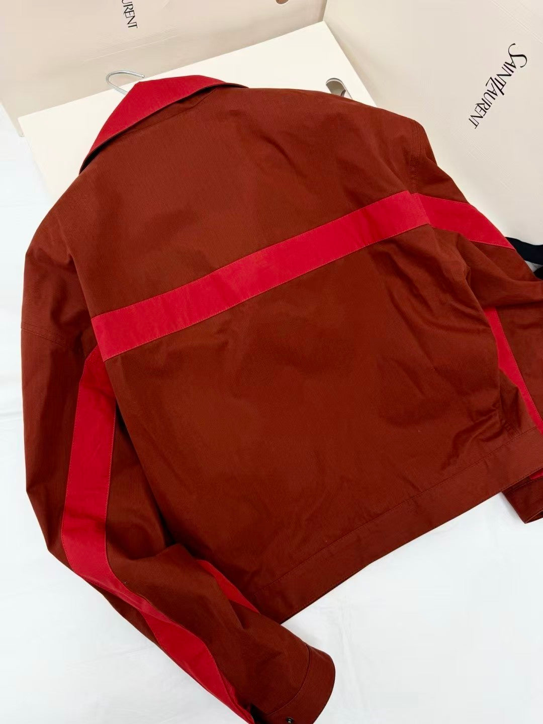 🔥🔥🔥26SS Light Khaki & Black Striped Contrast Jacket